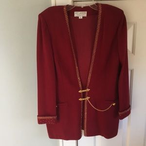 Exquisite vintage St.John knit jacket w jewel trim